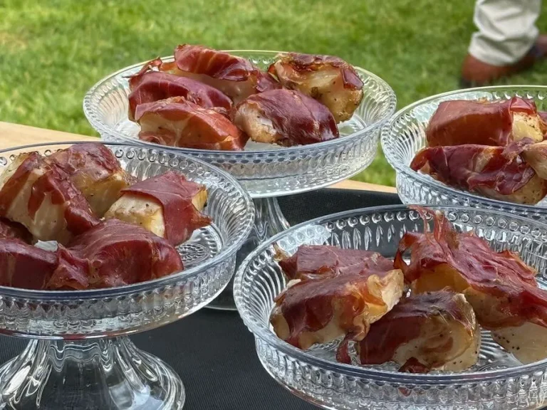 Ham in glazen schaaltjes